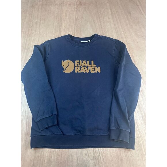 Fjällräven Logo Sweater Men’s Large Navy Blue Crewneck Pullover - Picture 1 of 5